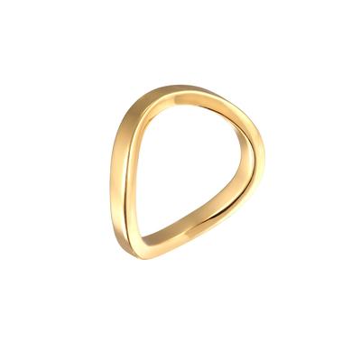 Elli Ring Bandring Stapelring Welle Farbe Gold für Damen 56 Image