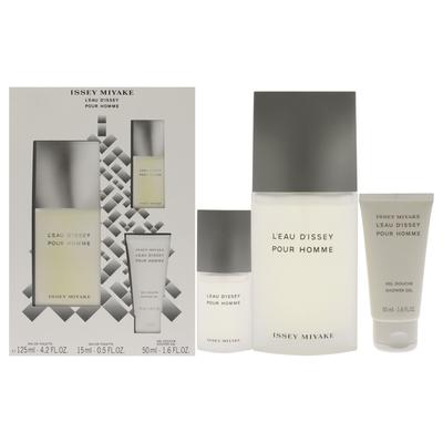 Leau Dissey Pour Homme by Issey Miyake for Men - 3 Pc Gift Set 4.2oz EDT Spray, 15ml EDT Spray, 1.6o