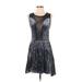 For Love & Lemons Casual Dress - A-Line Scoop Neck Sleeveless: Blue Print Dresses - Women's Size Small