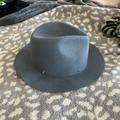 Anthropologie Accessories | Anthropologie Wool Fedora Hat With Metal Detail On Side | Color: Gray | Size: Os