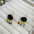 Zara Jewelry | Brand New Gold Plated With Precious Stone Limited Edition Bohemian Earrings | Color: Black/Gold | Size: Os