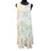 Free People Dresses | Free People Dobby Open Back Boho Casual Floral Tunic Mini Slip Dress Size Large | Color: Blue/Cream | Size: L