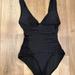 J. Crew Swim | Black J Crew Size 6 Deep V Ruched One Piece Swimsuit Excellent Condition | Color: Black | Size: 6