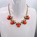 J. Crew Jewelry | J.Crew Vintage Gold Tone Resin Crystal Floral Statement Necklace | Color: Gold/Orange | Size: Os