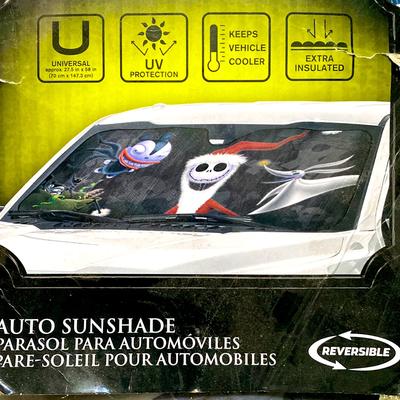 Disney Other | Bn Nightmare Before Christmas Car Sunshade Santa Jack Zero & Friends Reversible | Color: Black/Silver | Size: Os