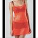 Free People Dresses | Free People Women's Neon Coral Sequin Sheer Chemise Cami Tank Slip Dress Size M | Color: Orange | Size: M