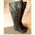 Jessica Simpson Shoes | Jessica Simpson 41 9 1/2 10 Knee High Potla Style Boots Black Low Heel | Color: Black/Silver | Size: 9 1/2 - 10