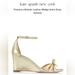 Kate Spade Shoes | Kate Spade Flamenco Gold Leather Metallic Strappy Wedge Heels Bow Shoes 10 | Color: Cream/Gold | Size: 10