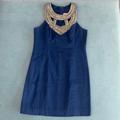 Lilly Pulitzer Dresses | Lilly Pulitzer Navy Dress With Beaded Cutout Neckline | Color: Gold | Size: 8