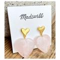 Madewell Jewelry | Madewell Rose Quartz Heart Lover Earrings | Color: Gold/Pink | Size: Gold + Pink