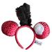 Disney Accessories | Disney Parks Minnie Mouse Ears Pink Cheetah Print White Rose & Black Feathers | Color: Black/Pink | Size: Os