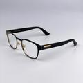 Gucci Accessories | Gucci Gg1118o 001 Eyeglasses Black Gold Square Metal Men | Color: Black/Gold | Size: 52x20x145