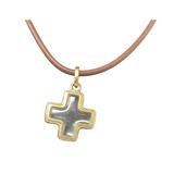 Coach Jewelry | Coach Leather Necklace With Cross Pendant 14" Long W/ 1 3/8" Cross | Color: Brown/Gold | Size: Os