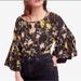 Free People Tops | Free People Last Time Floral Polka Dot Bell Sleeve Blouse So Flattering! Size Xs | Color: Black/Pink | Size: Xs