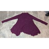 Free People Tops | Free People 3/4 Sleeve Turtle Neck Assymertical Hem Size Xs Maroon | Color: Red | Size: Xs