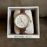 Michael Kors Accessories | Michael Kors Kohen Stainless Chronograph Leather Band Watch | Color: Brown/Silver | Size: Os