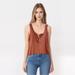 American Eagle Outfitters Tops | American Eagle Xs Burnt Orange Button Henley Ribbed Knit Tank Top | Color: Orange | Size: Xs