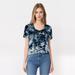 American Eagle Outfitters Tops | American Eagle Xs Grey Blue Tie Dye Lace Up Vneck Short Sleeve Tshirt | Color: Black/Blue | Size: Xs