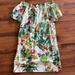 J. Crew Dresses | J Crew Smocked Off The Shoulder Tropical Island Print Mini Dress. Euc. | Color: Green/White | Size: 4