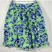 J. Crew Skirts | J Crew Pleated Skirt A Line Flared Floral Career Casual Green Blue Size 2 | Color: Blue/Green | Size: 2