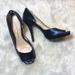 Jessica Simpson Shoes | Jessica Simpson Josette Blue Metallic Dino Peep Toe Heels Size 7m | Color: Blue | Size: 7