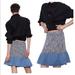 Zara Skirts | New Zara Mixed Material Tweed Ruffle Jean Hem Skirt Blue Sz M | Color: Blue/White | Size: M