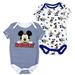 Disney One Pieces | 2 Mickey Mouse Bodysuits Navy White Stripes Baby Boys Disney Size 0-3 Months | Color: Blue/White | Size: 0-3mb