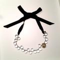 J. Crew Jewelry | J. Crew Clear Glass Ball & Rhinestone Necklace Tie Ribbon | Color: Black/White | Size: Os