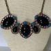 J. Crew Jewelry | J. Crew Statement Necklace Purple Rhinestone Black Blue Cabochon Chain 17.5” | Color: Black/Purple | Size: 17.5”