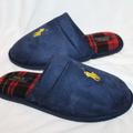 Polo By Ralph Lauren Shoes | Nib Polo Ralph Lauren Men's Suede Plaid Logo Slip On Silppers Navy Blue | Color: Blue/Gold | Size: 9