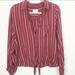 American Eagle Outfitters Tops | American Eagle | Tie Front Button Down Maroon Shirt Balloon Sleeves Women’s M | Color: Purple/Red | Size: M