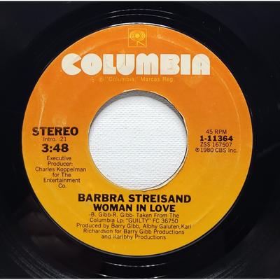 Columbia Media | Barbra Streisand 45 Woman In Love / Run Wild On Columbia Vg+ Pop | Color: Black | Size: Os