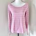 Anthropologie Tops | Anthropologie Postmark Greta Pullover Pink And White Long Sleeve Top Size L | Color: Pink/White | Size: L