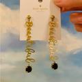 Kate Spade Jewelry | Kate Spade “Beautiful” Pierced Earrings | Color: Black/Gold | Size: Os