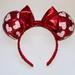 Disney Accessories | Disney Red Sequin Minnie Ears Headband With Bow | Color: Red/White | Size: Os