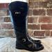 Coach Shoes | Coach Micha Black Leather Knee High Boots With Buckle Accents Sz 9.5 | Color: Black/Silver | Size: 9.5