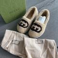 Gucci Shoes | Gucci Shearling Flats | Color: Cream/Tan | Size: 6