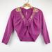 Free People Sweaters | Free People Womens Sweater Shrug Purple Embroidered Lambswool Blend V Neck M | Color: Purple | Size: M