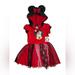 Disney Dresses | Disney Minnie Mouse Dress- Hood With Ears Red Sequin Tulle Bottom 6/6x Nwt | Color: Black/Red | Size: 6xg