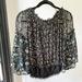 Free People Tops | Free People Women's Black Off Shoulder Bell Sleeve Rose Valley Crop Top Sz Xs | Color: Black/Yellow | Size: Xs