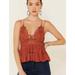 Free People Tops | Free People Top Womens Small Adella Cami Lace Ruffled Tank Top Winding Roads Nwt | Color: Orange | Size: S