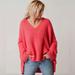 Free People Sweaters | Free People Xs/S Take Over Me Sweater Plunging Neck Pullover Drop Shoulder Pink | Color: Pink | Size: S