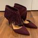 Nine West Shoes | New Nine West Burgundy Suede Trendyo Studded Fringe Pump Heels 10m Western Boho | Color: Purple/Red | Size: 10