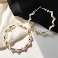 Anthropologie Jewelry | Anthropologie Beaded Twist Hoop Earrings | Color: Gold/White | Size: Os