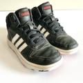 Adidas Shoes | Adidas Hoops 2.0 Mid Shoe Little Boys 2 Black Basketball Faux Leather Lace Up | Color: Black/Red | Size: 2b