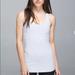 Lululemon Athletica Tops | Lululemon Cool Racerback Classic Stripe White/Silver Fox Sz: 2 | Color: Gray/White | Size: 2