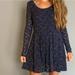 Free People Dresses | Free People Navy Blue Lace Low Back Fit & Flare Dress Womens Size Extra Small Xs | Color: Blue | Size: Xs