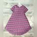 Lularoe Dresses | Lularoe Dress “Carly” Size Xs Gray/Rose Pink Print Maxi Short Sleeve Flowy Soft | Color: Gray/Pink | Size: Xs