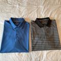 Adidas Shirts | Adidas Golf Polo Mens Set Of 2 Short Sleeve Shirt 2xl Solid Blue/Gray Stripe | Color: Blue/Gray | Size: Xxl
