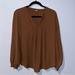 Zara Tops | Brown V Neck Blouse | Color: Brown | Size: S